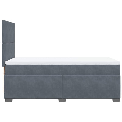 Box Spring Bed with Mattress Dark Grey King Single Velvet