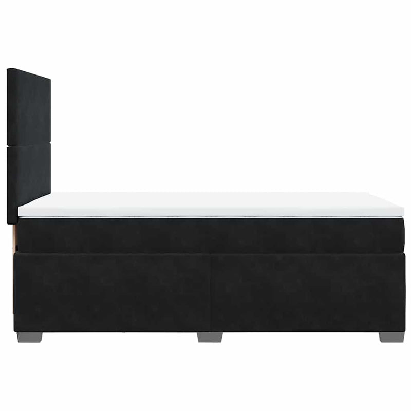 Box Spring Bed with Mattress Black King Single Velvet