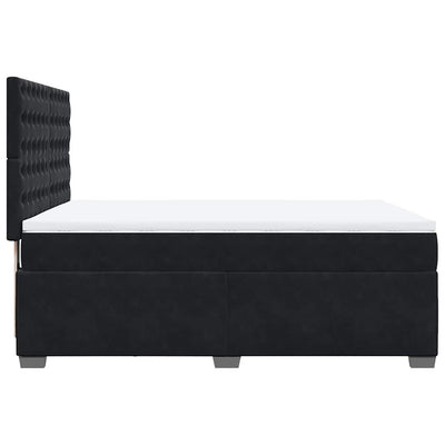 Box Spring Bed with Mattress Black Double Velvet