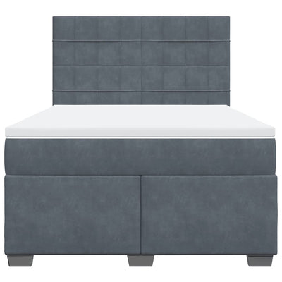 Box Spring Bed with Mattress Dark Grey Queen Velvet