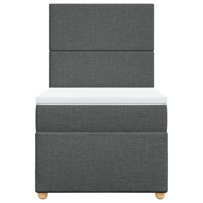 Box Spring Bed with Mattress Dark Grey King Single Fabric