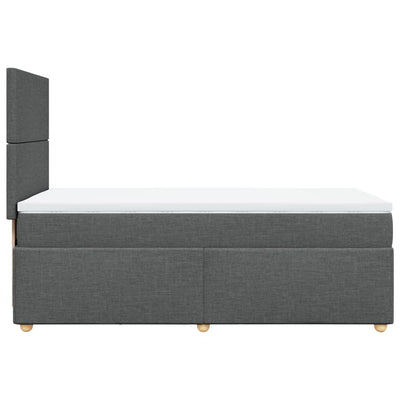 Box Spring Bed with Mattress Dark Grey King Single Fabric