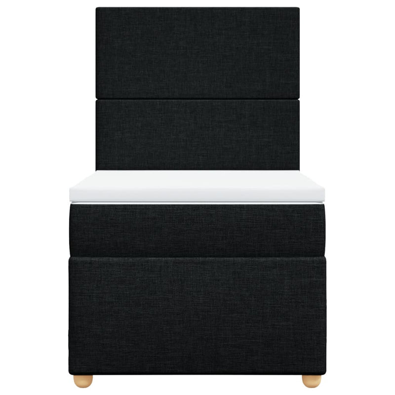 Box Spring Bed with Mattress Black King Single Fabric