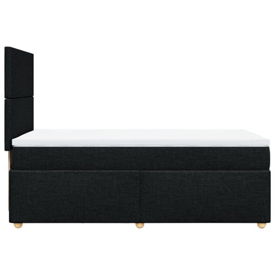 Box Spring Bed with Mattress Black King Single Fabric