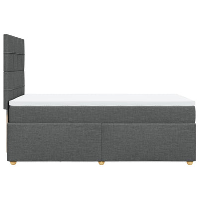 Box Spring Bed with Mattress Dark Grey King Single Fabric