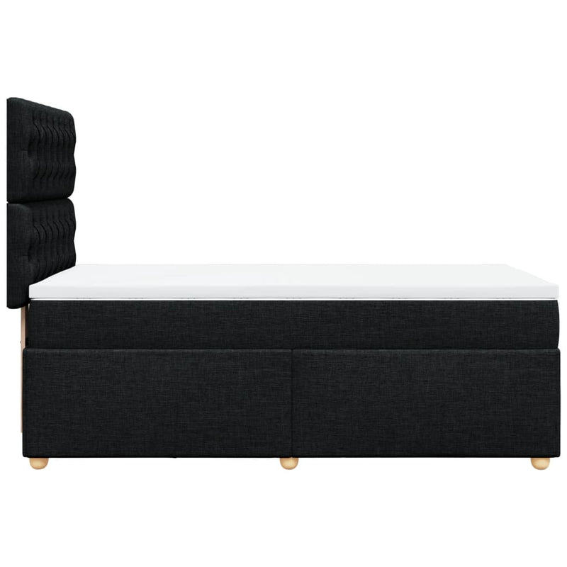 Box Spring Bed with Mattress Black King Single Fabric