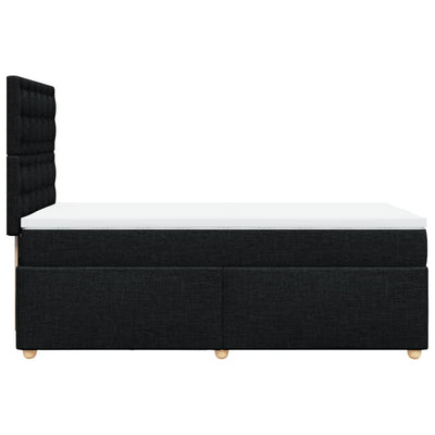 Box Spring Bed with Mattress Black King Single Fabric