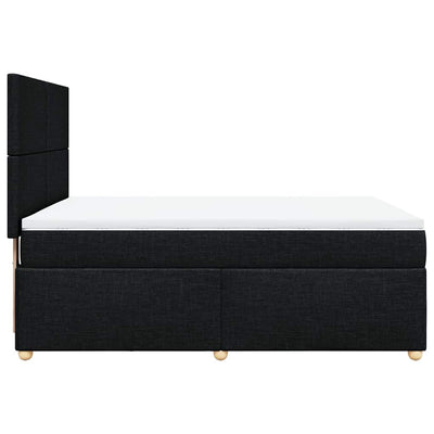 Box Spring Bed with Mattress Black Double Fabric