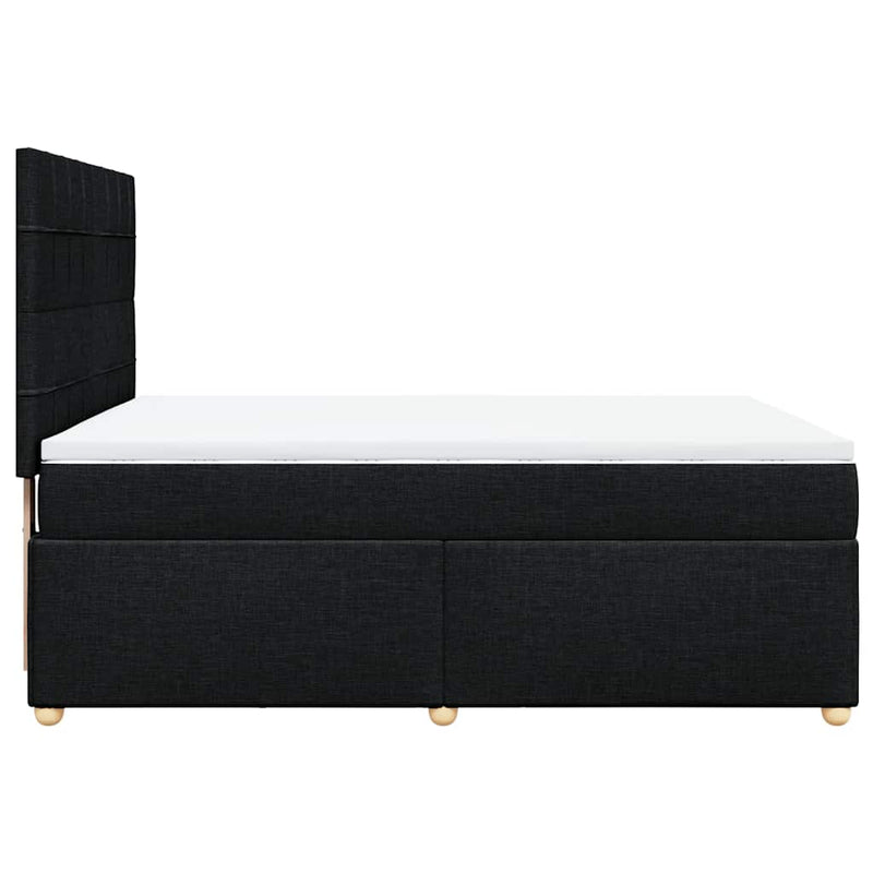 Box Spring Bed with Mattress Black Double Fabric