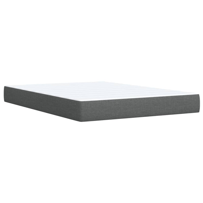 Box Spring Bed with Mattress Dark Grey Queen Fabric