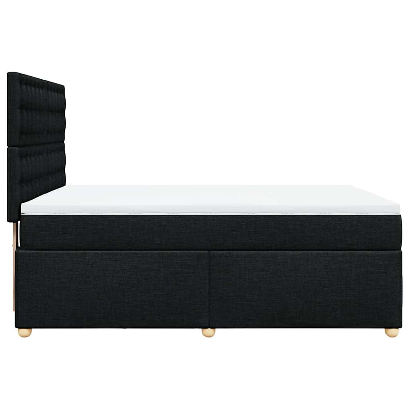 Box Spring Bed with Mattress Black Queen Fabric