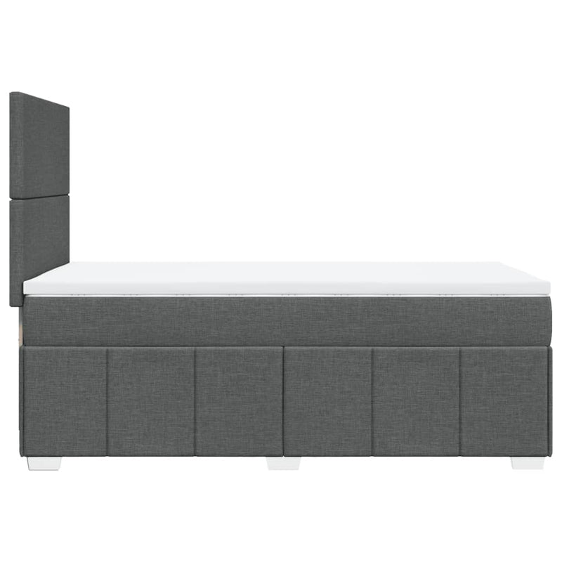 Box Spring Bed with Mattress Dark Grey King Single Fabric