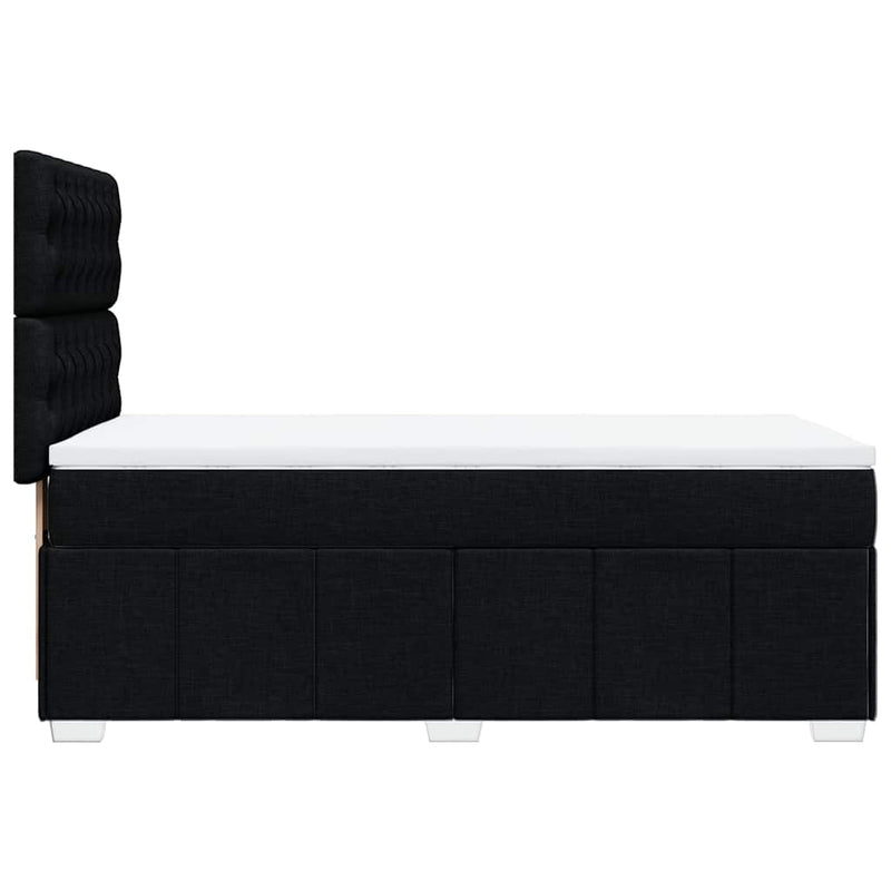 Box Spring Bed with Mattress Black King Single Fabric