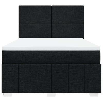 Box Spring Bed with Mattress Black Double Fabric