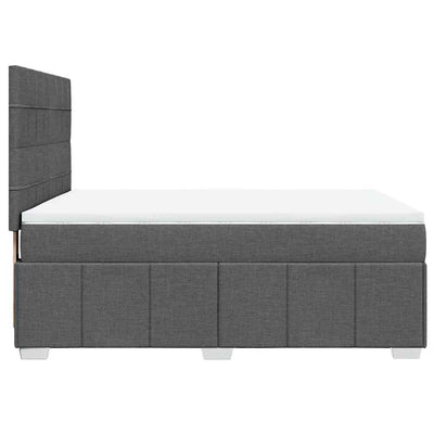 Box Spring Bed with Mattress Dark Grey Double Fabric