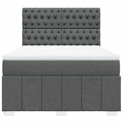 Box Spring Bed with Mattress Dark Grey Double Fabric