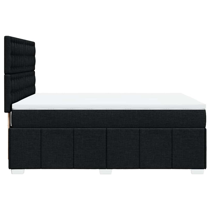 Box Spring Bed with Mattress Black Double Fabric