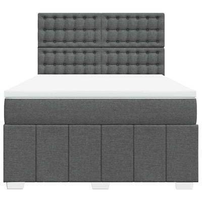 Box Spring Bed with Mattress Dark Grey Queen Fabric