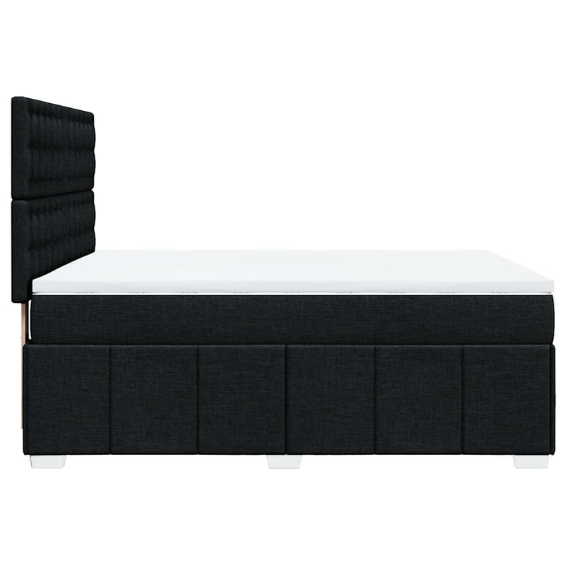 Box Spring Bed with Mattress Black Queen Fabric