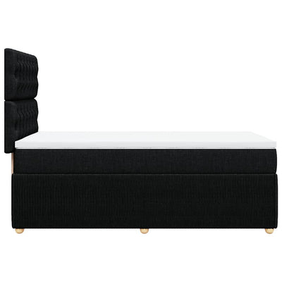 Box Spring Bed with Mattress Black King Single Fabric