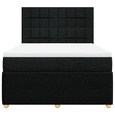 Box Spring Bed with Mattress Black Double Fabric