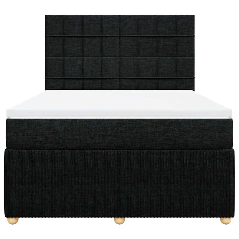 Box Spring Bed with Mattress Black Double Fabric