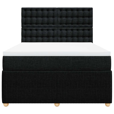 Box Spring Bed with Mattress Black Double Fabric