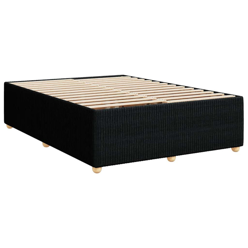 Box Spring Bed with Mattress Black Double Fabric