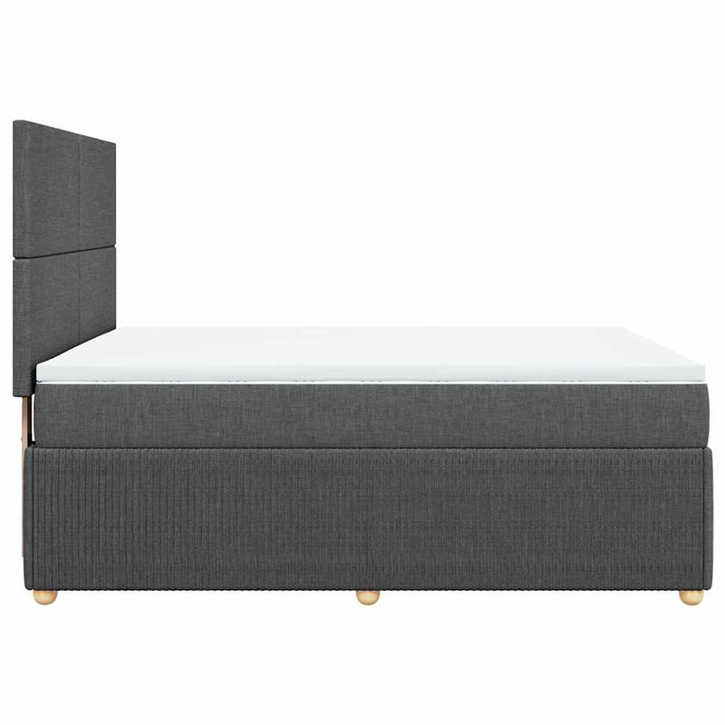 Box Spring Bed with Mattress Dark Grey Queen Fabric