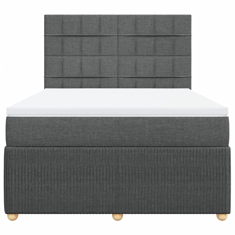 Box Spring Bed with Mattress Dark Grey Queen Fabric