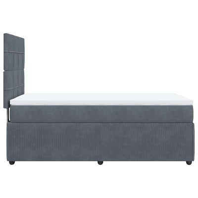 Box Spring Bed with Mattress Dark Grey King Single Velvet