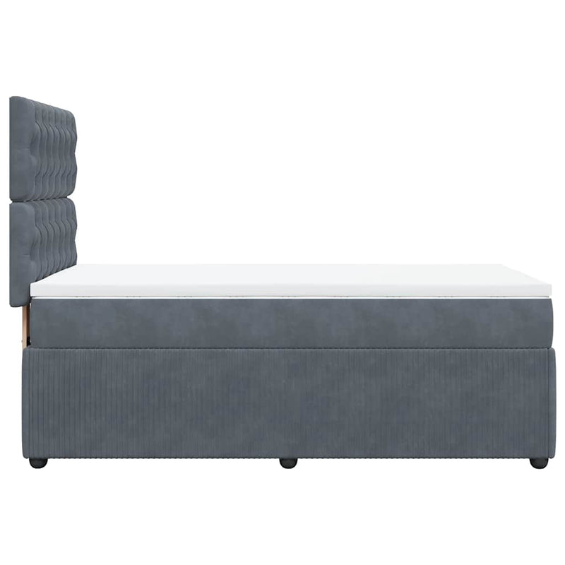 Box Spring Bed with Mattress Dark Grey King Single Velvet