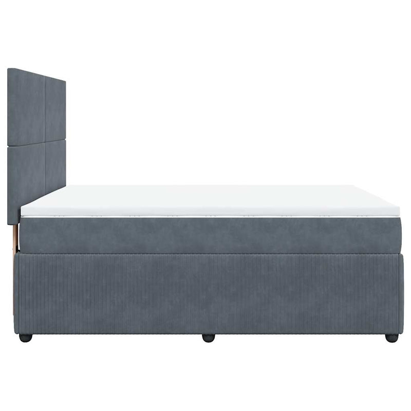 Box Spring Bed with Mattress Dark Grey Double Velvet