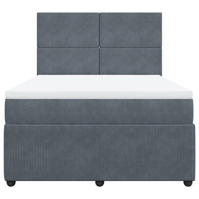 Box Spring Bed with Mattress Dark Grey Queen Velvet