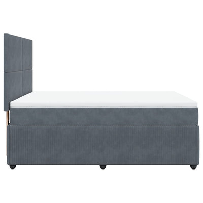 Box Spring Bed with Mattress Dark Grey Queen Velvet