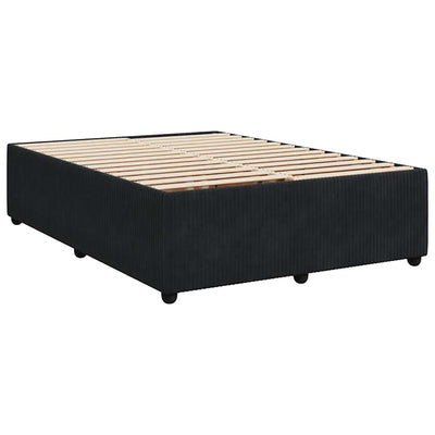 Box Spring Bed with Mattress Black Queen Velvet