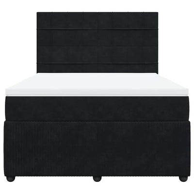 Box Spring Bed with Mattress Black Queen Velvet