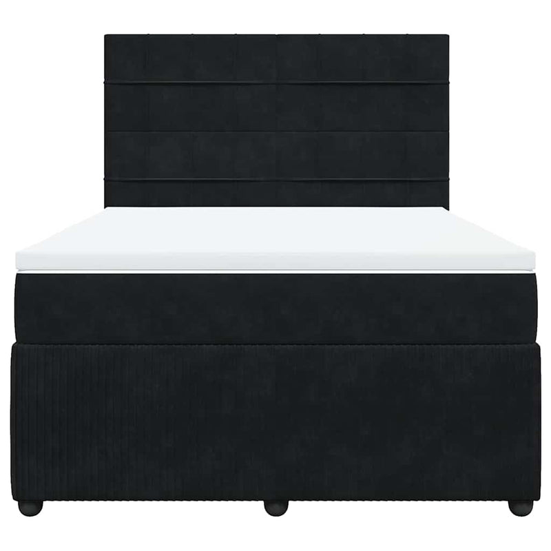 Box Spring Bed with Mattress Black Queen Velvet