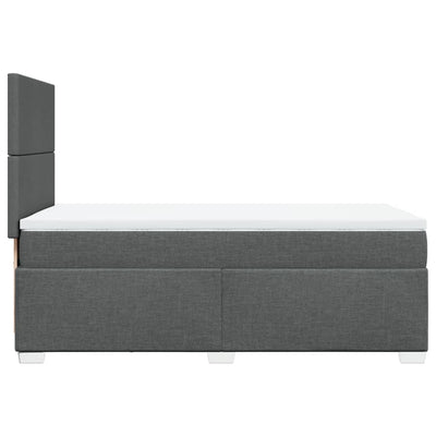 Box Spring Bed with Mattress Dark Grey King Single Fabric