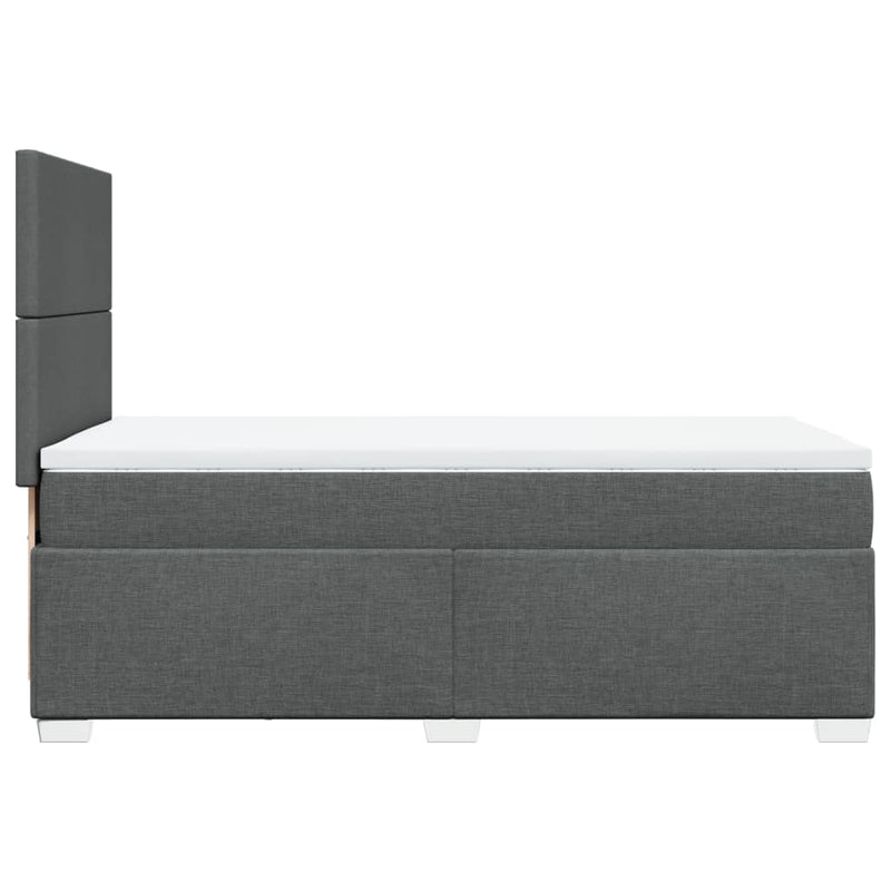 Box Spring Bed with Mattress Dark Grey King Single Fabric