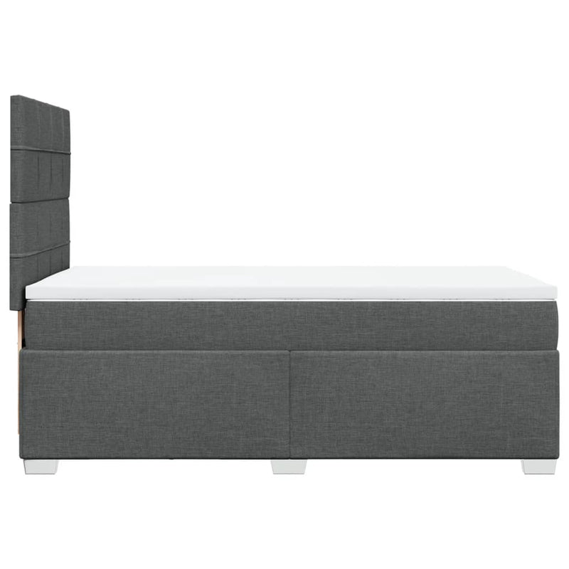 Box Spring Bed with Mattress Dark Grey King Single Fabric