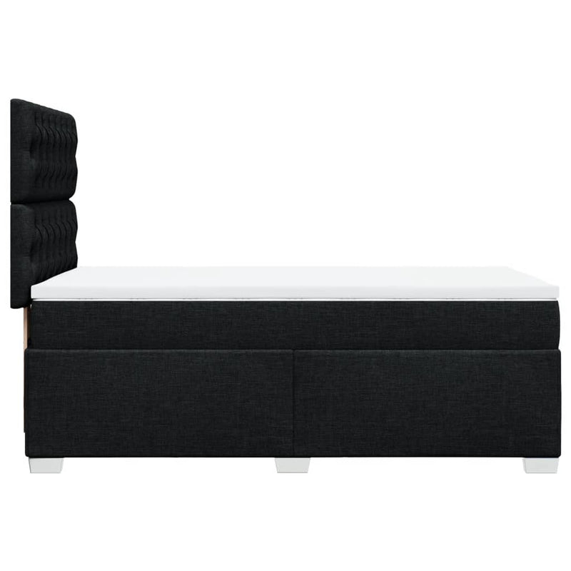 Box Spring Bed with Mattress Black King Single Fabric