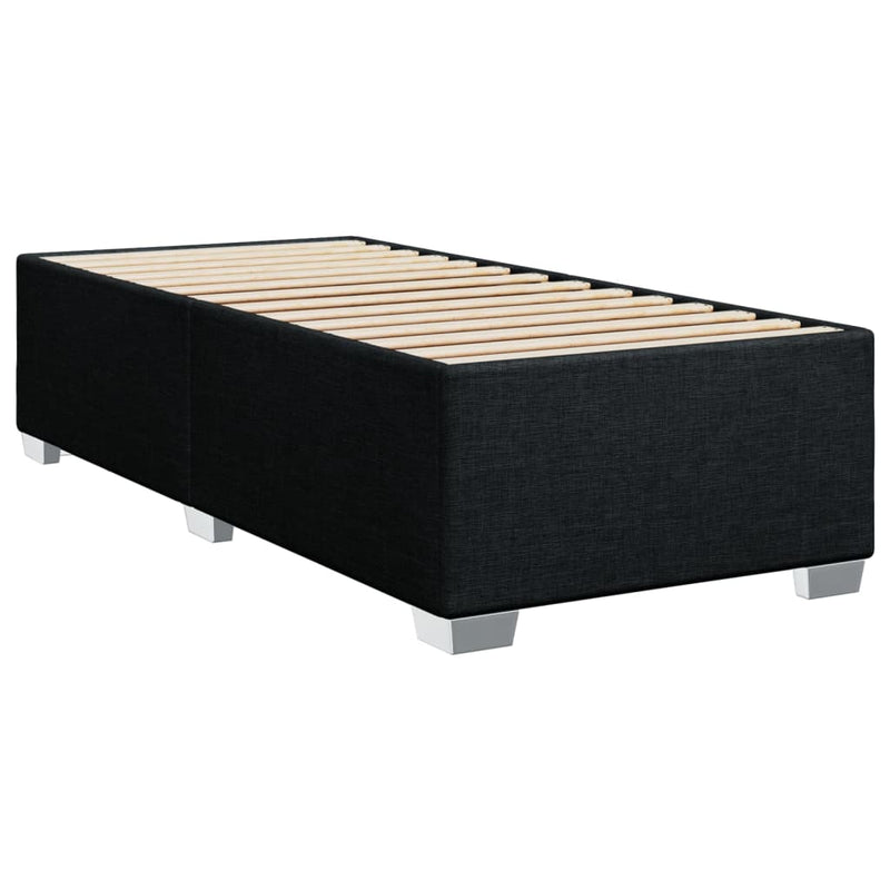 Box Spring Bed with Mattress Black King Single Fabric