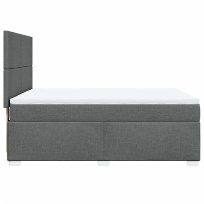 Box Spring Bed with Mattress Dark Grey Queen Fabric