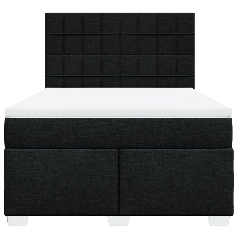 Box Spring Bed with Mattress Black Queen Fabric