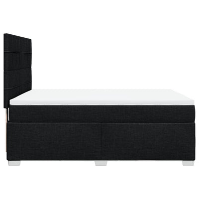 Box Spring Bed with Mattress Black Queen Fabric