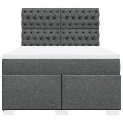 Box Spring Bed with Mattress Dark Grey Queen Fabric