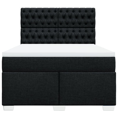 Box Spring Bed with Mattress Black Queen Fabric