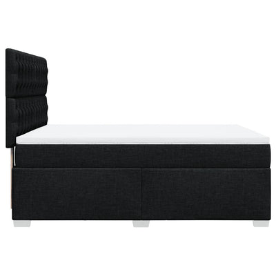 Box Spring Bed with Mattress Black Queen Fabric