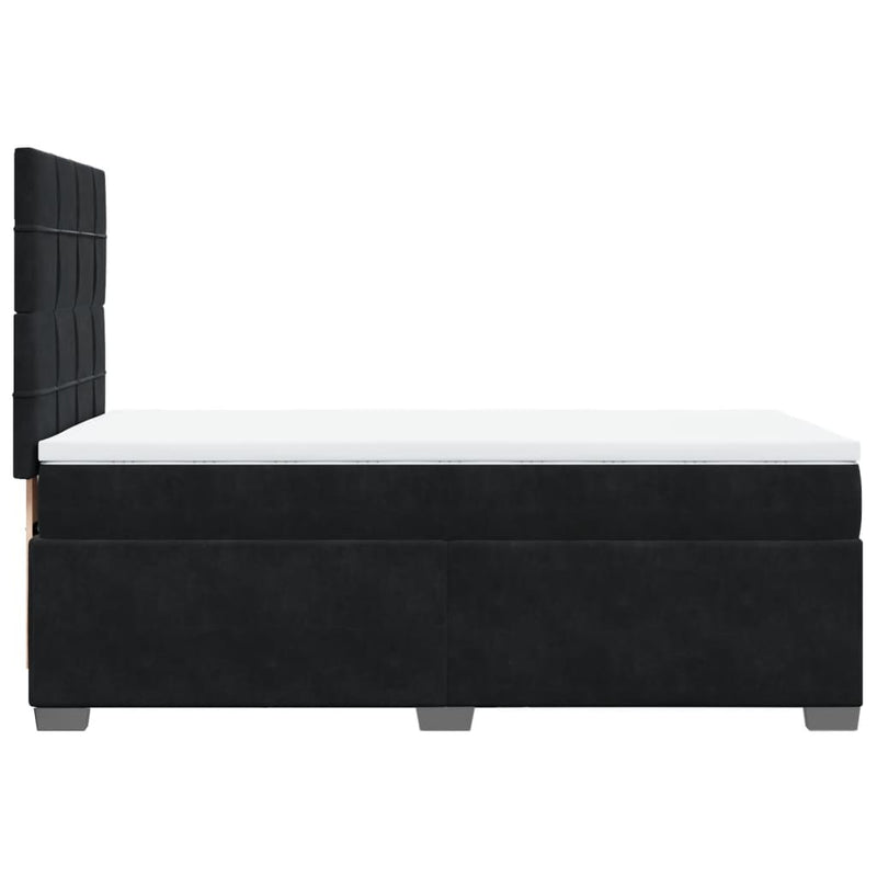 Box Spring Bed with Mattress Black King Single Velvet